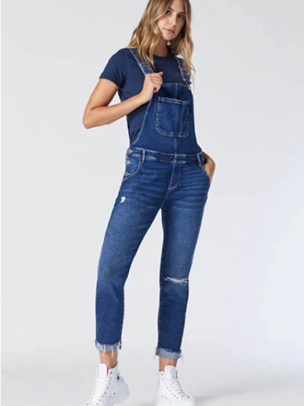 Mavi Edera Distressed Denim Blue Women's Overalls